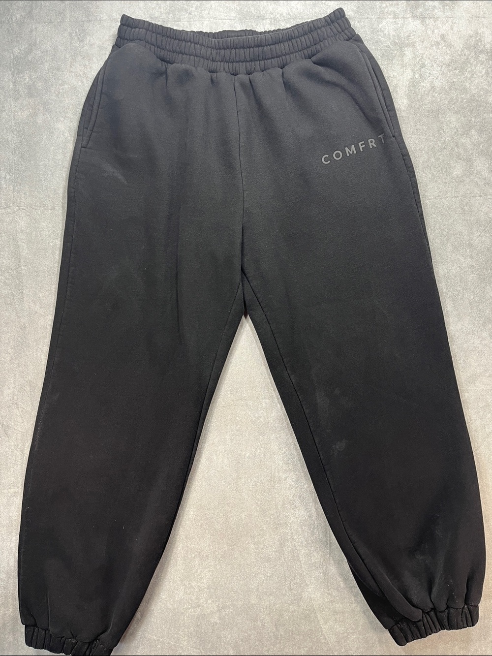 Comfrt Black Oversized Fleece Jogger Sweatpants XL Unisex